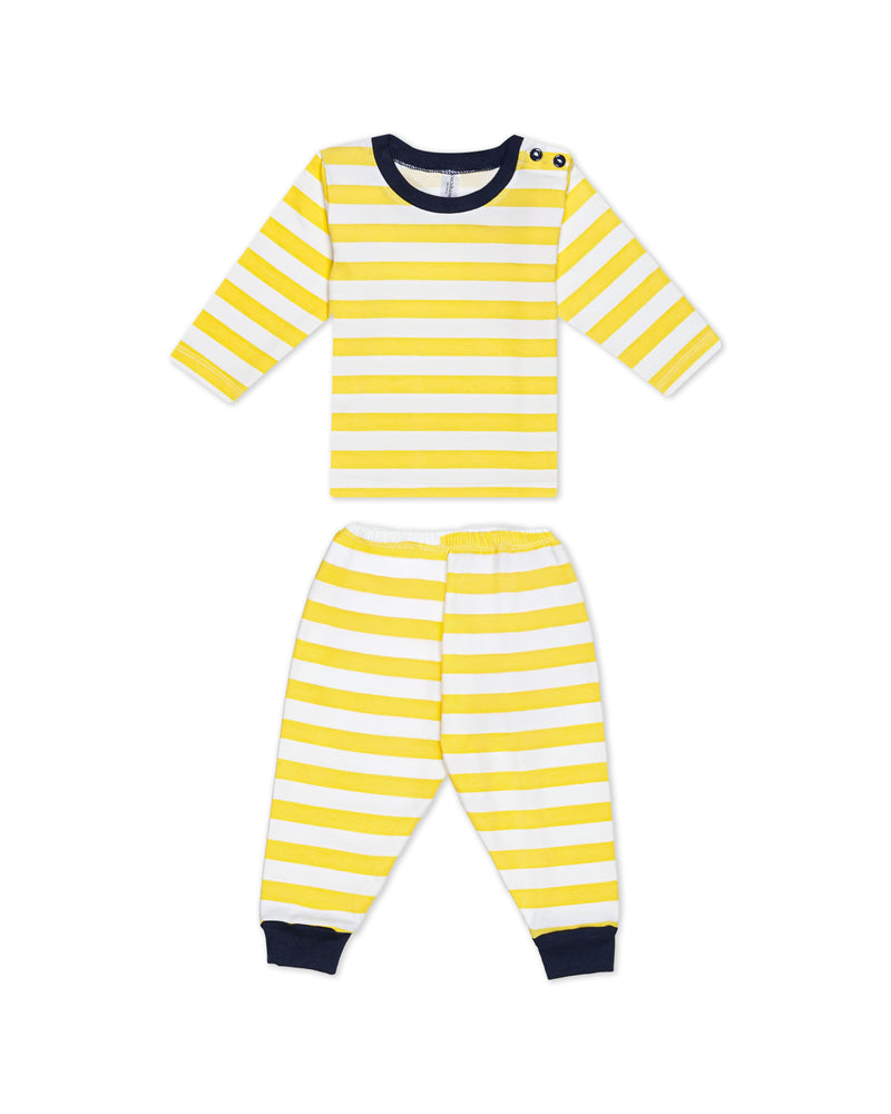 Stripe - Baby Long Shoulder Button Pajamas - Piyama Bayi Motif Salur dengan Kancing di Bahu