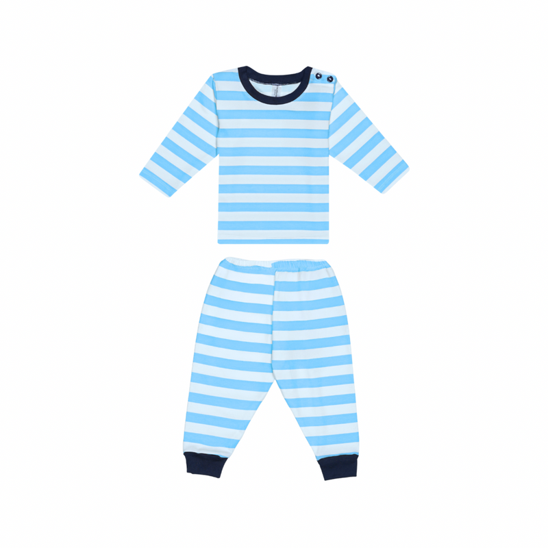 Stripe - Baby Long Shoulder Button Pajamas - Piyama Bayi Motif Salur dengan Kancing di Bahu
