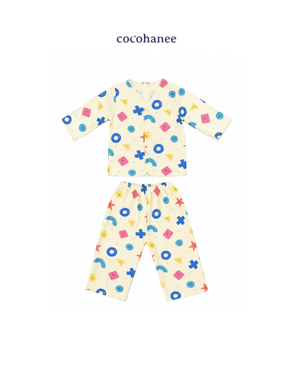 Cocohanee Wonderverse - Long Button Down Pajamas Little Geo