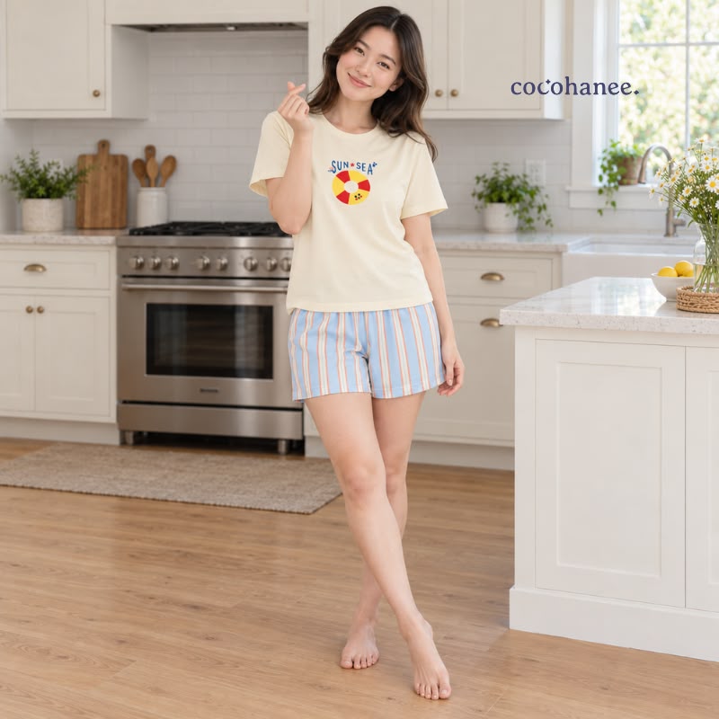 Cocohanee Classic Summer Vibe - Lune Short Pajamas Sunny Splash