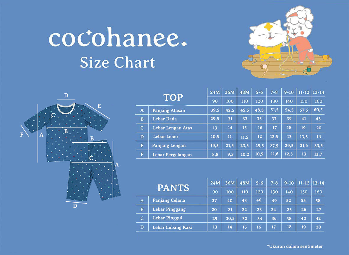 Cocohanee Baju Tidur Anak Perempuan Love Chu 1-12 Tahun