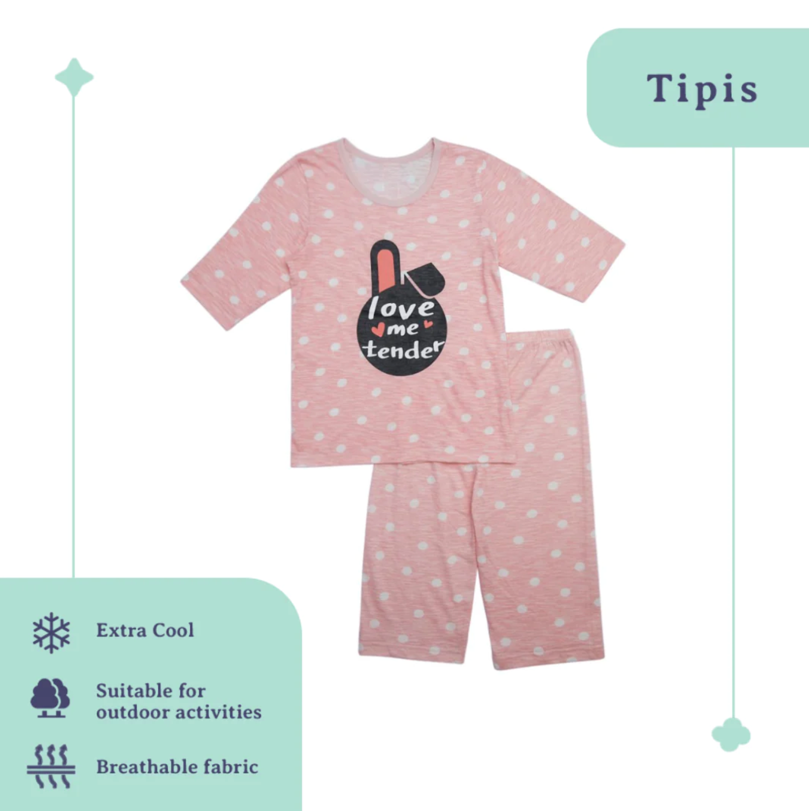 Cocohanee Baju Tidur Anak Perempuan Love Rabbit 1-12 Tahun